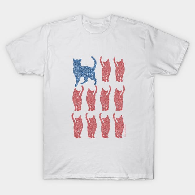 Vertical United States Distressed Cat Flag Circle Design T-Shirt by pbdotman